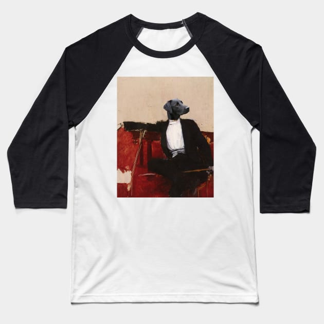 Black Victorian Lab Baseball T-Shirt by Loveday101